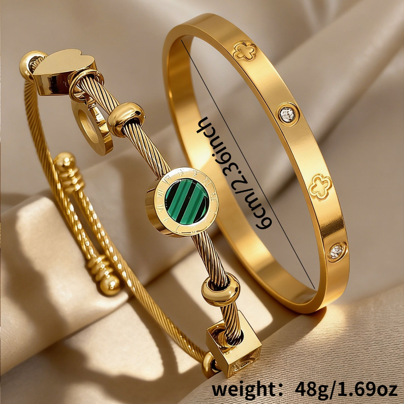 2pcs Multi-Pattern Bracelet Set, Vintage Style for Layering